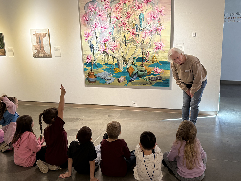 Fidalgo students answer questions at a MoNA field trip.